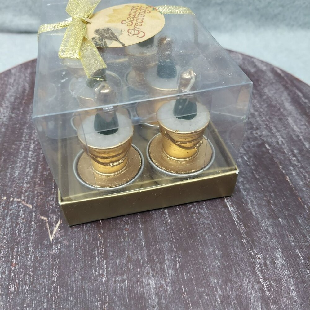 Gold Mini Champagne Bucket Candles Set Of 6 In Clear Gift Box With Gold Ribbon - Picture 6 of 9